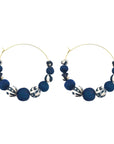 Indigo kantha hoop earrings