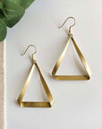 Angelco Accessories Brass ribbon triangle earrings