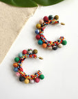 Festive kantha hoop earrings
