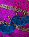 Small hoop fringe earrings