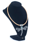Angelco Accessories Turquoise dragonfly pendant cork necklace - shown on black bust