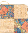 Angelco Accessories Square panel cork crossbody bag - orange/blue