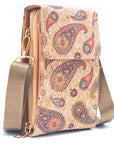 Angelco Accessories Phone wallet crossbody cork bag - paisley