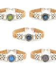 Mosaic bead cork band - natural colour cork - varied colour mosaics