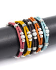 Pearl and silver bead double strand cork bracelet
