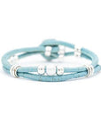 Pearl and silver bead double strand cork bracelet