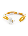 Pearl and silver bead double strand cork bracelet