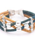 Angelco Accessories Dual colour 4 strand cork bracelet with silver beading