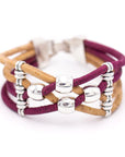 Angelco Accessories Dual colour 4 strand cork bracelet with silver beading