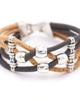 Angelco Accessories Dual colour 4 strand cork bracelet with silver beading