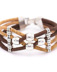Angelco Accessories Dual colour 4 strand cork bracelet with silver beading