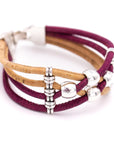 Angelco Accessories Dual colour 4 strand cork bracelet with silver beading
