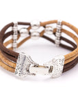 Angelco Accessories Dual colour 4 strand cork bracelet with silver beading