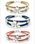 Angelco Accessories Silver Flower and Bead Double Strand Cork Bracelet