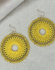 Angelco Accessories Colour burst circle earrings on linen background - yellow