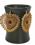 Angelco Accessories Colour burst heart earrings hanging on ceramic cup on white background - gold