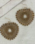 Angelco Accessories Colour burst heart earrings on linen background - gold