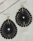 Angelco Accessories Colour burst teardrop earrings on linen background - black colourful