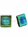 Angelco Accessories Chilean glass square stud - green