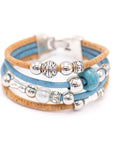 Multi strand turquoise cork bracelet