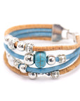 Multi strand turquoise cork bracelet