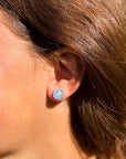 Chilean glass daisy stud - cornflower blue