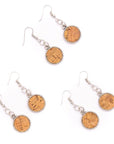 Angelco Accessories natural cork disk drop earrings