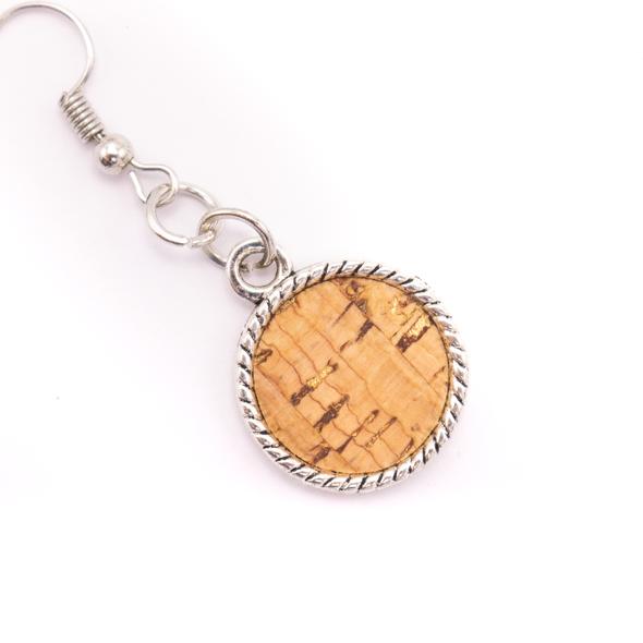 Angelco Accessories natural cork disk drop earrings