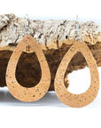 Angelco Accessories Open teardrop natural cork drop earrings