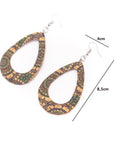 Angelco Accessories Open teardrop patterned cork drop earrings