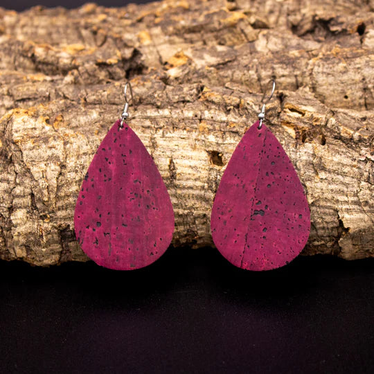 Angelco Accessories Teardrop red cork drop earrings