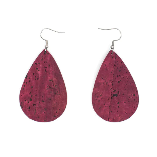 Angelco Accessories Teardrop red cork drop earrings