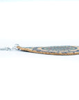 Angelco Accessories Teardrop green pattern cork drop earrings