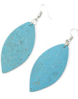 Angelco Accessories Leaf shaped blue cork drop earrings