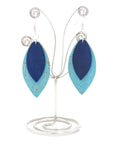 Angelco Accessories Leaf shaped blue cork drop earrings