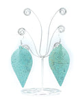 Angelco Accessories Leaf shaped blue cork drop earrings