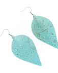 Angelco Accessories Leaf shaped blue cork drop earrings