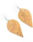 Angelco Accessories Leaf shaped natural cork drop earrings