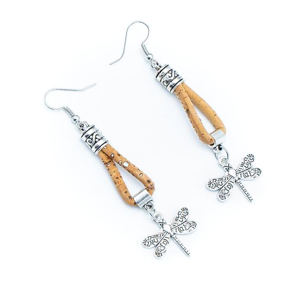 Angelco Accessories Dragonfly cork drop earrings