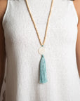 Angelco Accessories beaded turquoise tassel necklace