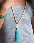 Angelco Accessories beaded turquoise tassel necklace