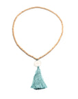 Angelco Accessories beaded turquoise tassel necklace