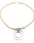 Angelco Accessories Silver Dual Circle Pendant Cork Necklace