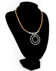 Angelco Accessories Silver Dual Circle Pendant Cork Necklace