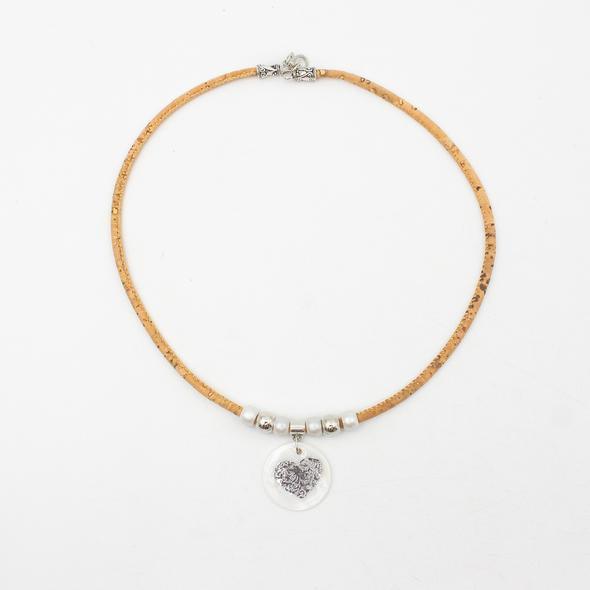 Angelco Accessories shell heart pendant cork necklace