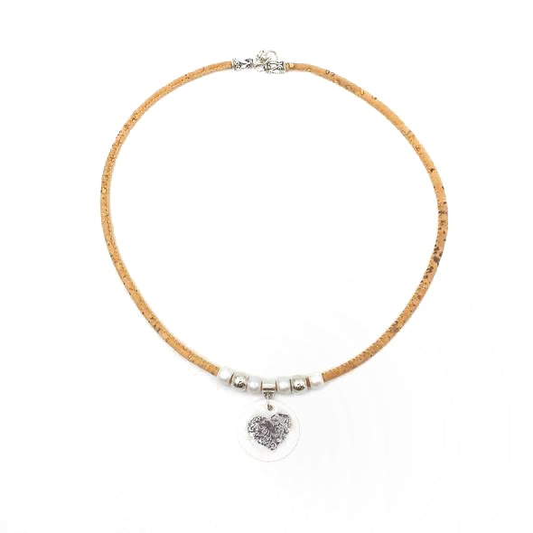 Angelco Accessories Shell heart pendant cork necklace
