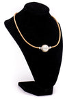 Large solitaire pearl cork necklace