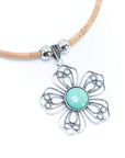 Angelco Accessories Turquoise flower pendant cork necklace
