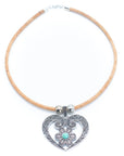 Angelco Accessories Turquoise stone heart pendant cork necklace