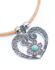 Angelco Accessories Turquoise stone heart pendant cork necklace